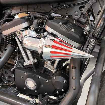 Air Cleaner Motorcycle CNC Spike Air Intake Filter Kit Fit for Harley Sportster XL Iron 883 1200 2004-2022 (Chrome)