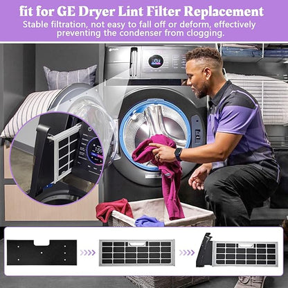 WH01X35719 Lint Filter Compatible with Ge Profile Washer Dryer Combo Foam Filter for PFQ97HSPV0DS Combo Washer Dryer Filter with Lint Brush (1 Long Handled Brush & 1 Full Bristle Brush)- 6 Pack