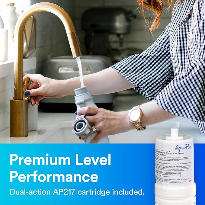 3M Aqua-Pure Under Sink Water Filter System AP200, Full Flow 1.75 Gallons per Minute, Flows Through Cold Water Side of Faucet, Reduces Sediment, Chlorine Taste and Odor