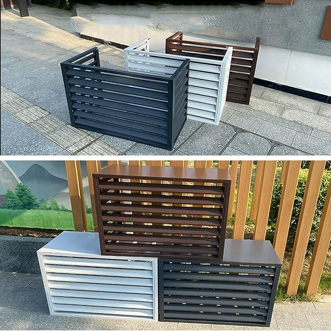 Pool pump covers for outside units, outdoor garbage can enclosures, aluminum outdoor garden air conditioner cover, sturdy and durable, noise-proof, suitable for gardens, balconies, walls ( Color : THR