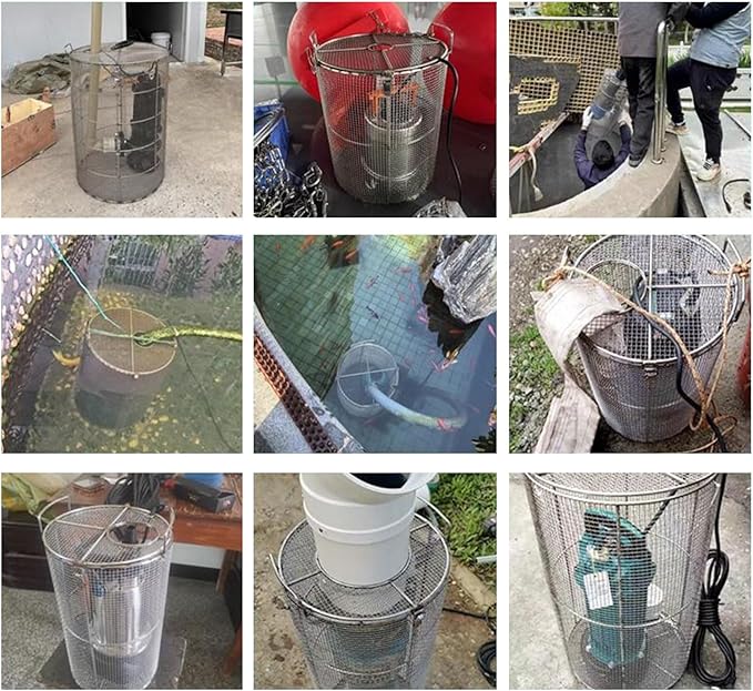 Stainless Steel Pump Filter Cover Water Pump Protective Cover Sump Pump Anti-Clogging Outdoor 1mm Mesh Pump Cover Barrier Durable And Strong For Septic Tanks Farm Irr(Size:35x80cm/13.7"x31.4",Color:A)