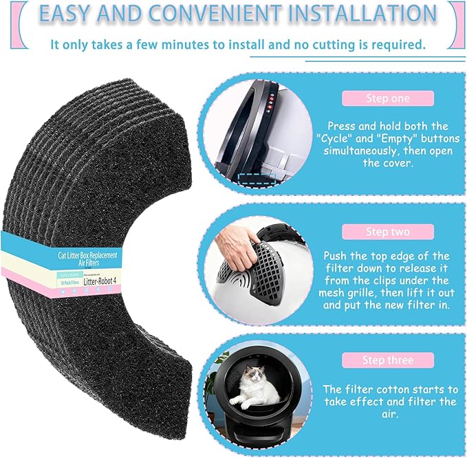 10 Pack Carbon Filters Compatible with Litter Robot 4,Cat Litter Box Filters,Keep Your Home Clean and Fresh