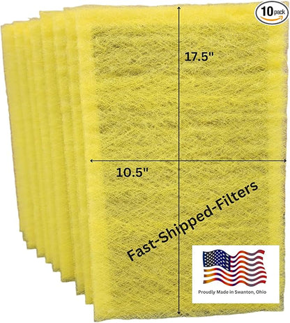 Fast-Shipped-Filters 10 Pack 12x20 Replacement Filter Pads Compatible with MicroPower Guard One Hour Air Cleaner Refill Yellow (10, Yellow, 12x20)