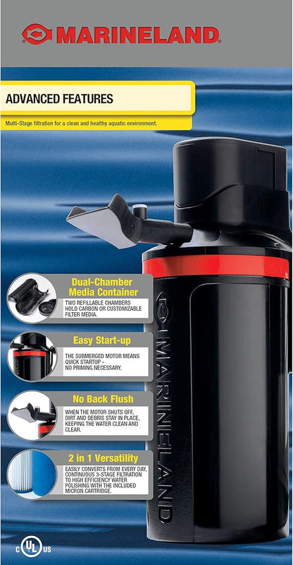 MarineLand Magnum Polishing Internal Canister Filter, For aquariums Up To 97 Gallons, 10.5 IN (ML90770)