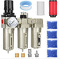 3/4" NPT Industrial Air Dryer for Compressor,3 Stage Air Compressor Water Separator System,Filter Oil Water Separator Dryer for Plasma Cutter and Paint Spray,Manual Drain