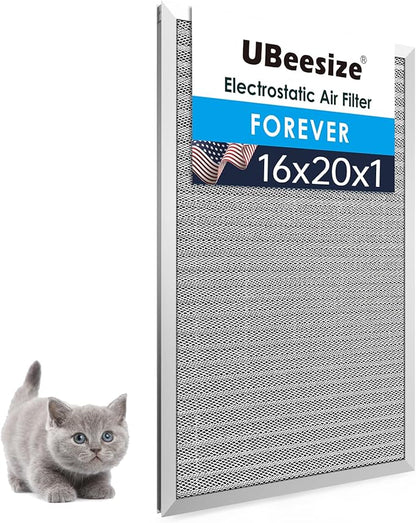 UBeesize 16x20x1 Reusable Air Filter HVAC AC Furnace Filter,MERV 8,Washable, Lasts a Lifetime,Permanent Electrostatic Air Filter,Breathe Fresher,Home And Office(Actual Size:15.5x19.75x0.8 Inch)