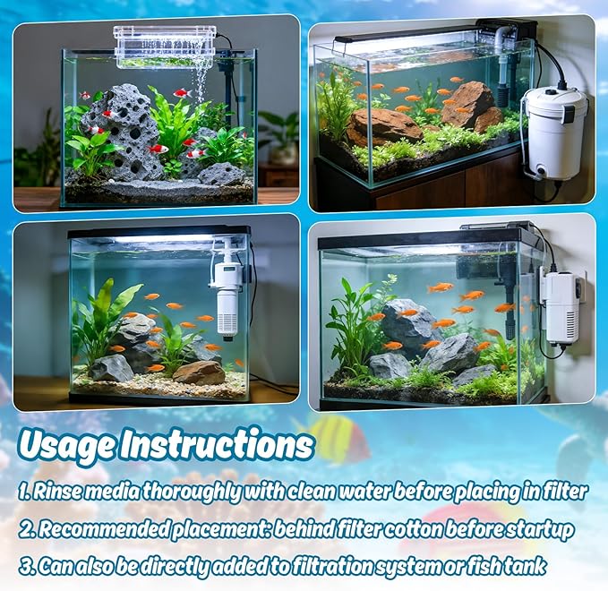 Sukh Biological Filter Media for Aquarium - 425g Original Ore Olive Shape Filter Media with 2 Mesh Bags,Promotes Rapid Cycling in Canister Filter, Sump & Pond