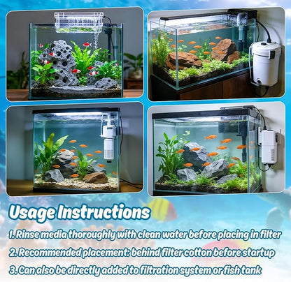 Sukh Biological Filter Media for Aquarium - 425g Original Ore Olive Shape Filter Media with 2 Mesh Bags,Promotes Rapid Cycling in Canister Filter, Sump & Pond