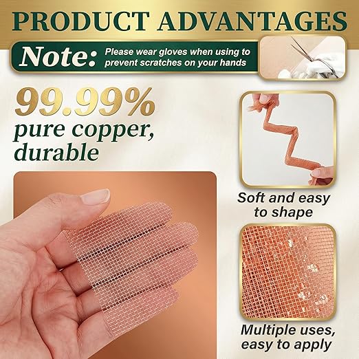 Therwen 36 Inch x 35 ft Copper Mesh Screen 99.9% Pure Copper 40 Mesh Roll Wire Fabric for Grounding Dense Filter Screen Woven Crafts Window Protection