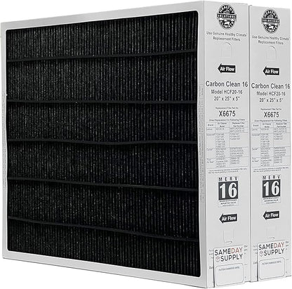 Lennox Healthy Climate Lennox X6675 20x25x5 Healthy Climate Carbon-Clean MERV 16 Filter Bundle with Same Day Supply Filter Change Reminder Magnet (2-Pack) 2 Count (Pack of 1)