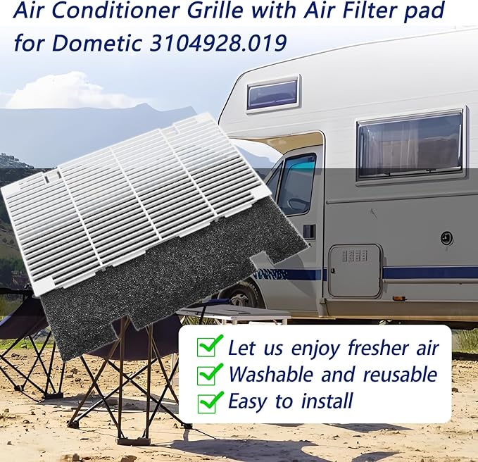 Dianrui 2 PCS RV for Dometic A/C Vent Cover Replacement, Duo-Therm Air Conditioner Grille Replacement for Dometic 3104928.019 with Air Filter pad RV Parts & Accessories