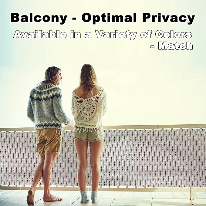 Balcony Privacy Screen 2.6' x 3.3' UV Protection 96% Privacy Fence Panels for Outside, Includes Cable Ties for Deck, Patio, Backyard, Outdoor Pool, Porch, Railing, Weaving Pattern