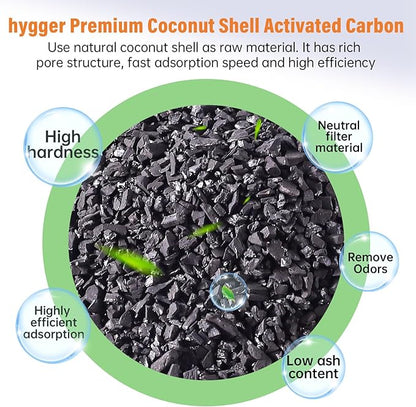 hygger Aquarium Activated Carbon, Premium Natural Coconut Shell Activated Charcoal for Freshwater and Saltwater, Fish Tank Filter Media, Water Purification Carbon (45.8 oz with Fine Mesh Bag)