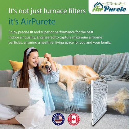 AirPurete 20x25x1 HVAC Furnace Air Filters | Actual Size: 19-1/2" x 24-1/2" x 3/4" | MERV 8 | PACK OF 6 FILTERS