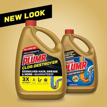 Clorox Liquid-Plumr Pro-Strength Clog Destroyer, Liquid Drain Cleaner, 80 Fluid Ounces (Package May Vary)