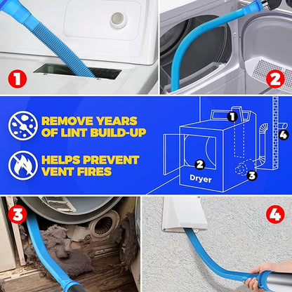 Holikme Dryer Vent Cleaner Kit 2 Pieces - Upgraded Dryer Lint Screens Cleaner Brush Part,Compatible with Most Vacuum Cleaner,Vacuum Hose Attachment & Refrigerator Coil Brush,Quickly Lint Remove,Blue