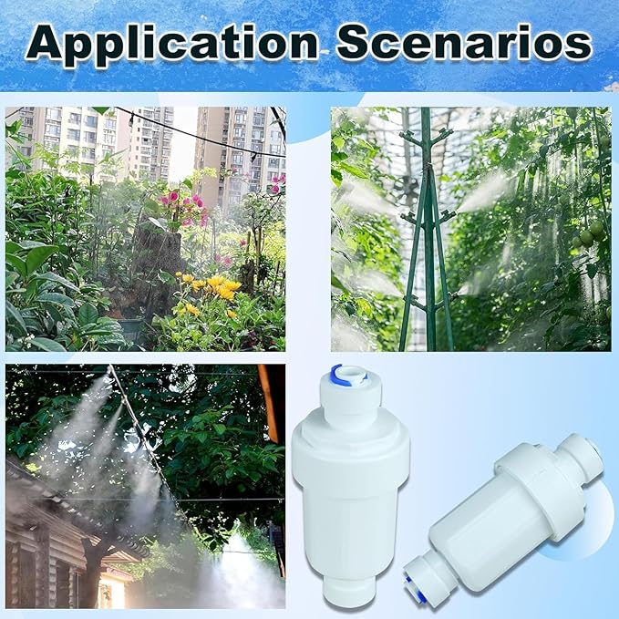 Misting System Water Filter Filter for 3/8 Garden Hose Hard Water Filter Misting System Protector Prevent Blockage 100 Mesh Outdoor Cooling System Patio Outdoor 2 Pieces