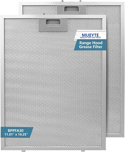 BPPFA30 Range Hood Filter 11.81" x 16.25" Replacement For Broan range hood 30 inch QP1 QP130 Series Kitchen Exhaust Fan Stove Hood Vent Filter Replaces 97017720 S97017720 1568240 AP5610518 2 Pack