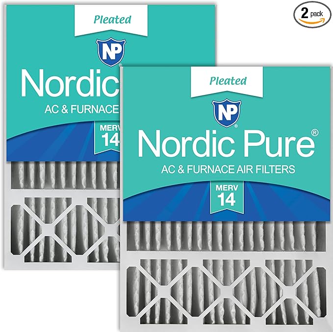 Nordic Pure 20x25x5 (Actual Size: 19 7/8 x 24 7/8 x 4 3/8) Honeywell/Lennox Replacement MERV 14 Air Filters 2 Pack