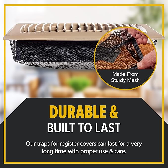 HAAK - Floor Vent Cover Trap, Durable Screen That Attaches Easily to Vent Covers for Home Floor, 4-Pack Air Vent Filters for Trapping Debris, Easy to Install and Remove, 4 x 10 inches Each