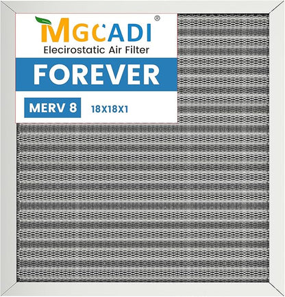 18x18x1 HVAC Furnace Air Filter, Lasts a Lifetime, Washable, the Last HVAC Filter You Will Ever Buy, Breathe Safely at Home or in the Office,Merv 8(Actual Size:17.5x17.5x0.82 Inch)