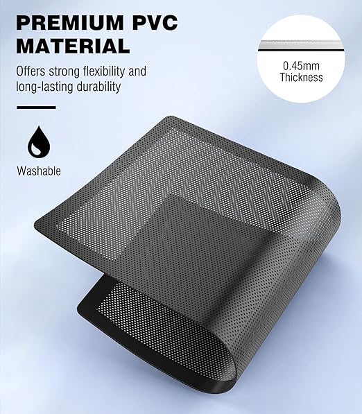 MoKo 140 x 280mm PC Case Magnetic Dust Mesh Filter, 0.5mm PVC Mesh Hole Computer Cooler Fan, Magnetic Frame Dustproof Cover Grill for Computer PC Case - 4PCS