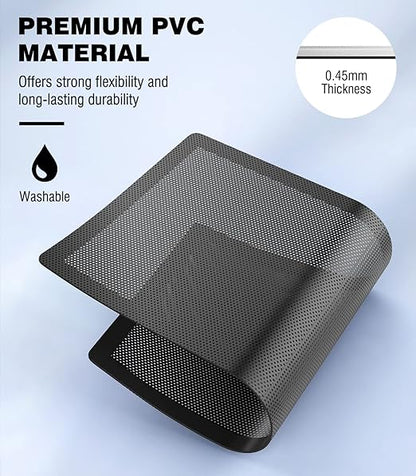 MoKo 140 x 280mm PC Case Magnetic Dust Mesh Filter, 0.5mm PVC Mesh Hole Computer Cooler Fan, Magnetic Frame Dustproof Cover Grill for Computer PC Case - 4PCS