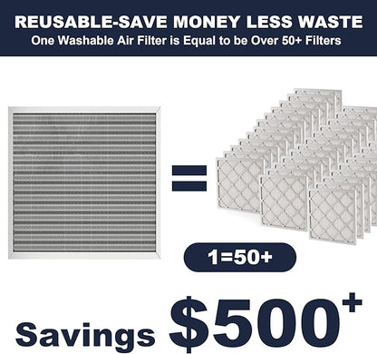 20x20x1 Reusable Air Filter, Electrostatic, Washable Lasts a Lifetime, Breathe Fresher Air in Home and Office HVAC AC Furnace Systems, Merv 8 (Actual Size: 19.75x19.75x1 Inch)