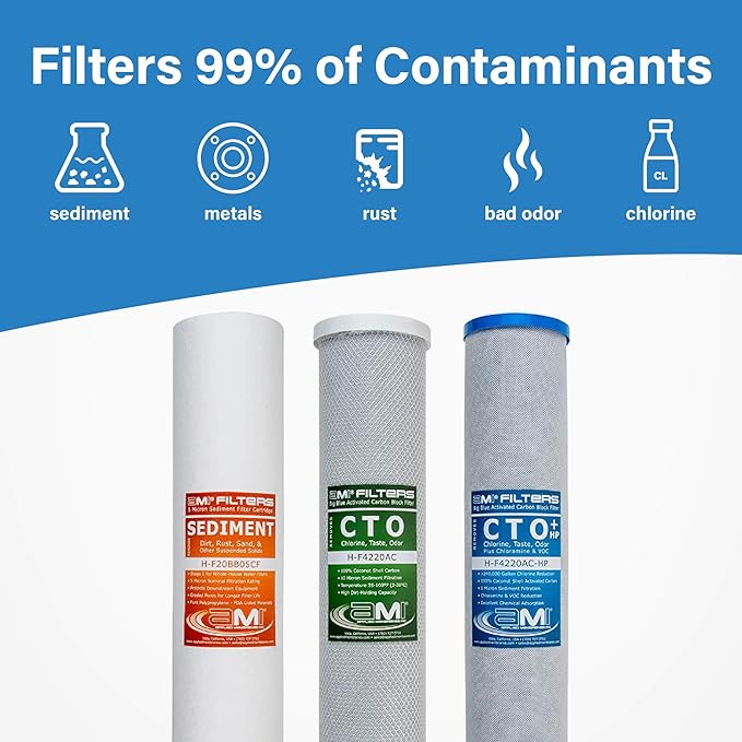 Applied Membranes Inc. 3-Stage Whole-House Water Filter System with 20-Inch Sediment and Carbon-Block Filters