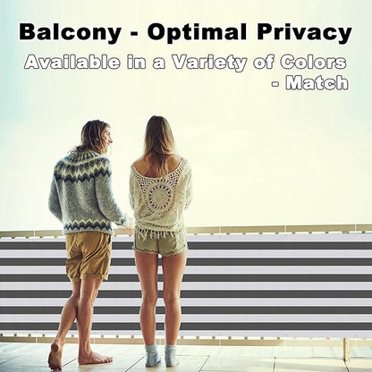 Balcony Privacy Screen 3.1' x 32.8' UV-Protection Wind-Resistant Outdoor Privacy Screen, Easy Installation with Zip Ties for Porch Deck Backyard Patio Garden, Gray Stripes