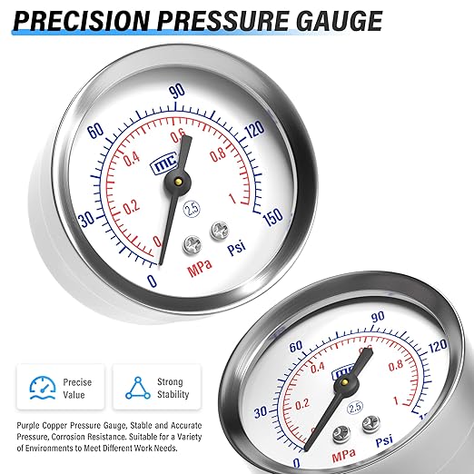 TAILONZ PNEUMATIC 1/2 Inch NPT White Air Filter Pressure Regulator Combo Piggyback, Air Tool Compressor Filter with Gauge AW4000-04