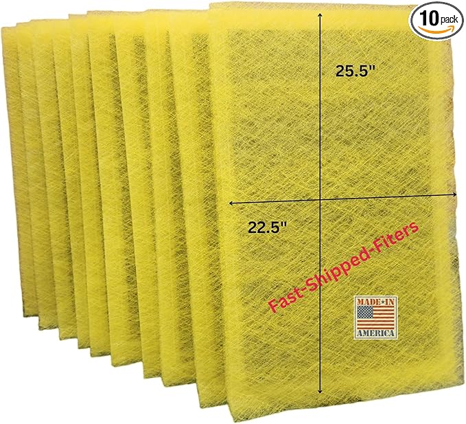 Fast-Shipped-Filters 10 Pack 24x28 Replacement Filter Pads Compatible with MicroPower Guard One Hour Air Cleaner Refill Yellow (10, Yellow, 24x28)