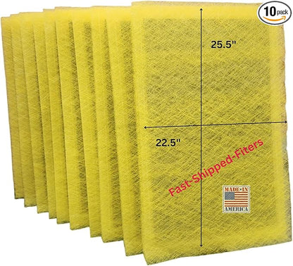 Fast-Shipped-Filters 10 Pack 24x28 Replacement Filter Pads Compatible with MicroPower Guard One Hour Air Cleaner Refill Yellow (10, Yellow, 24x28)