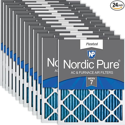 Nordic Pure 14x20x1 (Actual Size: 13 1/2 x 19 1/2 x 3/4) Pleated MERV 7 Air Filters 24 Pack