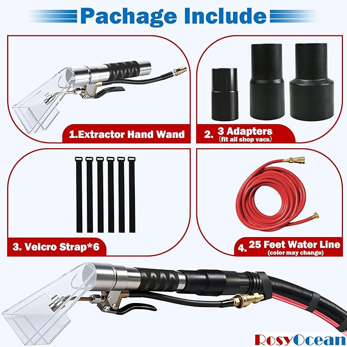 Universal Compatible with Any Brand Shop Vac Extractor Attachment with 2-1/2" & 1-7/8" & 1-1/4" Adapter Auto Detailing Vacuum Head Extraction Accessories for Upholstery & Carpet Cleaning