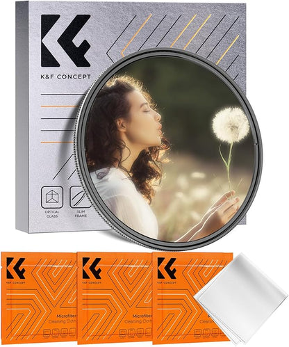 K&F CONCEPT 58mm Black Diffusion Mist 1/4 & Variable ND2-32 in-1 Filter Cinematic Effect Neutral Density Filter for Camera Lens with 18 Multi-Layer Coatings (K- Series)
