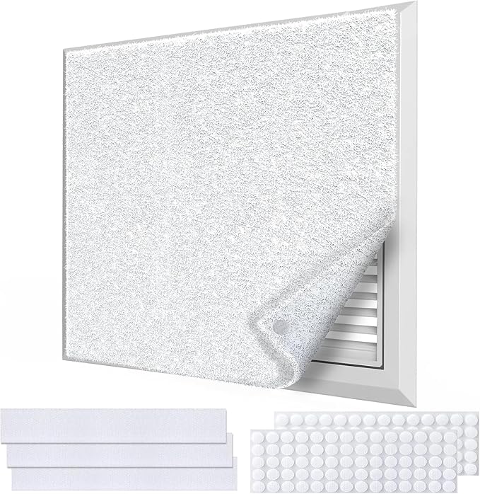 Air Vent Filters,20"x140"Cut to Fit Air Filter Material (100+Filters),MERV 8 Electrostatic Air Vent Filter for Home Floor, Grilles, Ceiling, HVAC Furnace Vents, With 48PCs Adhesive Hook Tape