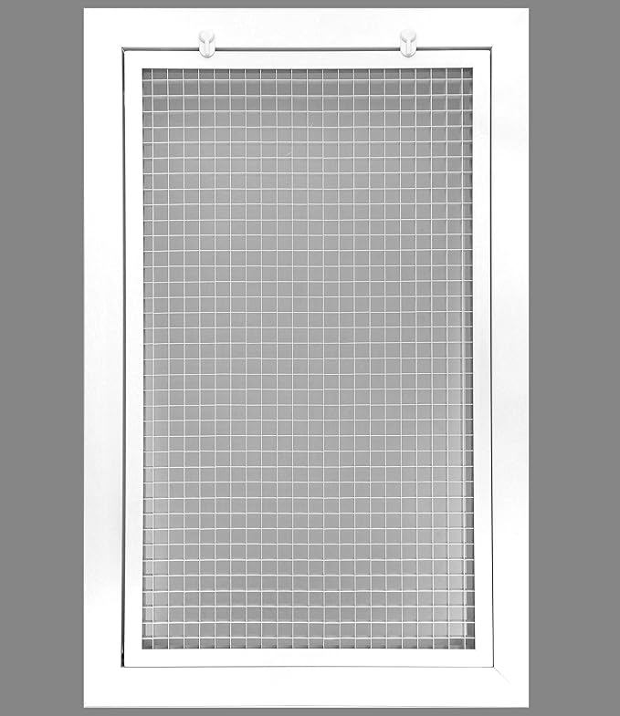 HVAC Premium 12" x 20" Cube Core Eggcrate Return Air Filter Grille for 1" Filter - Aluminum - White [Outer Dimensions: 14.5" x 22.5"]