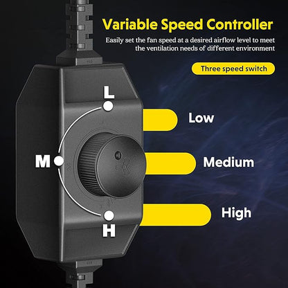 iPower 4 Inch 200 CFM Inline Duct Ventilation Fan with Variable Speed Controller for Grow Tent/Hydroponics/Indoor Garden, Black