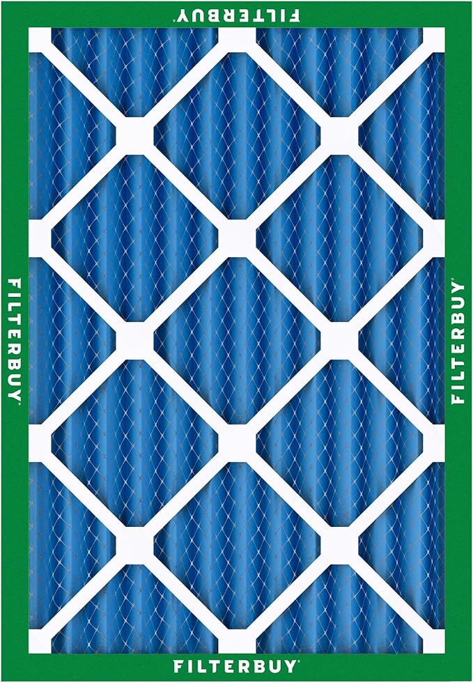 Filterbuy 14x20x2 Air Filter MERV 13 Optimal Smoke & Allergy Defense (3-Pack), Electrostatic Pleated HVAC AC Furnace Filters Replacement, Made in USA (Actual Size: 13.50 x 19.50 x 1.75)