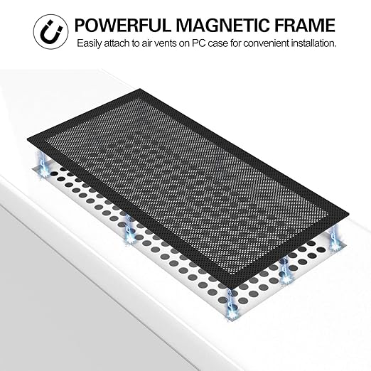 MoKo 120 x 240mm Dust Filter for Computer Cooler Fan, [2 Pack] Magnetic Frame PC Fan Dust Mesh PC Cooler Filter Dustproof PVC Cover Computer Fan Grills - Black