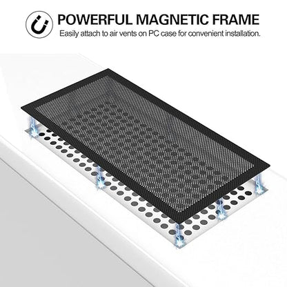 MoKo 120 x 240mm Dust Filter for Computer Cooler Fan, [2 Pack] Magnetic Frame PC Fan Dust Mesh PC Cooler Filter Dustproof PVC Cover Computer Fan Grills - Black