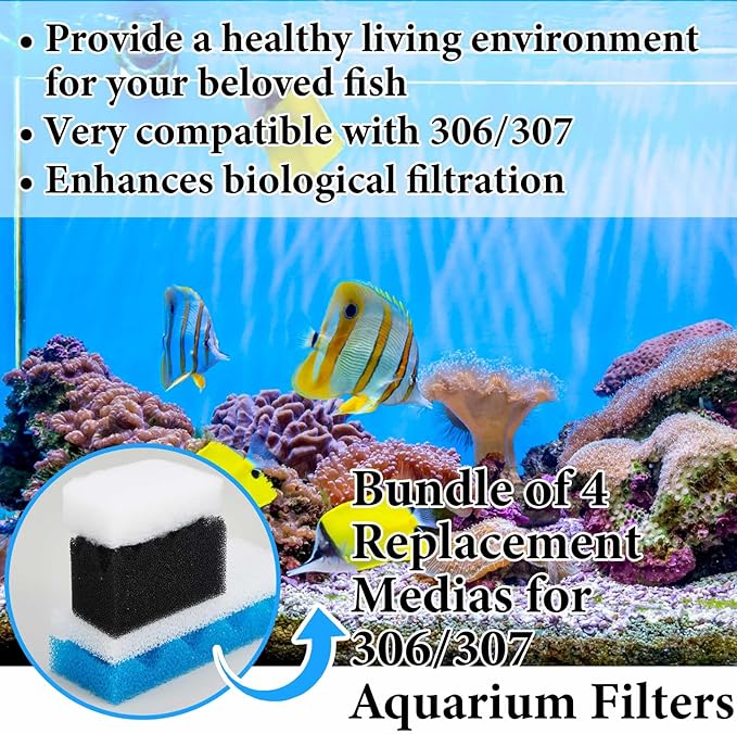 36 Pcs Aquarium Filter Media Kit Compatible with Fluval 306/307, Canister Maintenance Replacement Including 24 Bio Foam Pad, 2 500g Ceramic Rings, 2 Filter Bags, 6 Activated Carbon, 2 Grease