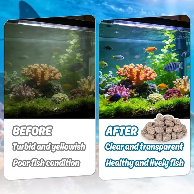 Sukh Biological Filter Media for Aquarium - 425g Original Ore Olive Shape Filter Media with 2 Mesh Bags,Promotes Rapid Cycling in Canister Filter, Sump & Pond