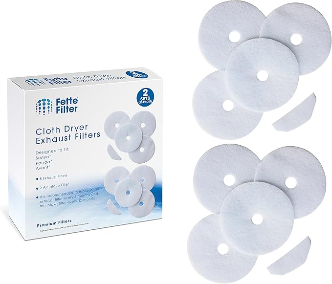 Fette Filter - Cloth Dryer Filters Compatible with Sonya, Panda, Avant, Magic Chef Dryers - Multi Pack (Pack of 8)