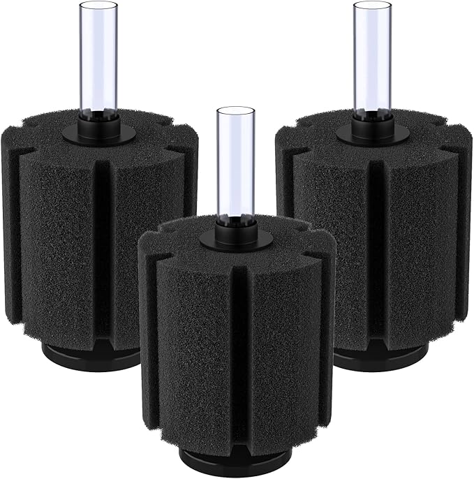 Pawfly Large Aquarium Bio Sponge Filter Quiet Betta Fry Shrimp and Small Fish Foam Filter for Fish Tank up to 60 Gallon, 3 Pack