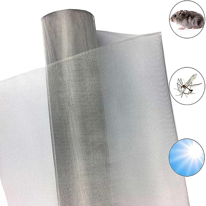 Stainless Steel Woven Wire Mesh, 304 Metal Mesh Sheet, 16 Mesh, Anti-Rust & Tear-Resistant, Vent, Filter, Garden Rodent Guard, Insect Screen, Easy to Cut (Silver 1.2x4m)