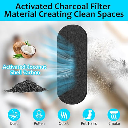 2026 Upgrade 5pcs Ceiling Fan Filters for Blades Easy-Stick Strong Fixity Activated Coconut Carbon Fan Filter for Ceiling Fan, Universal Fan Blade Air Fresh Purifier Cat Litter Box Filter, Black