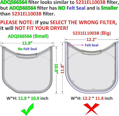 ADQ566564 Lint Filter Replacement for LG and Kenmore Dryers, Rim Without Felt Seal, Ultra Durable Lint Screen Trap with Dryer Vent Lint Brush