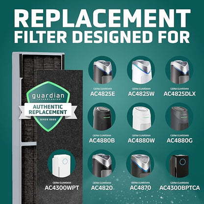 GermGuardian Air Filter B Genuine Smoke Clear HEPA Replacement Air Purifier Filter, Wildfire Smoke, Removes 99.97% of Pollutants, Smoke Toxins for AC4825, AC4300, AC4880, AC4900, CDAP4500, FLT4825SM